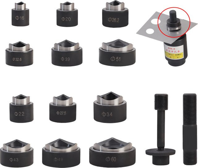 Hydraulisches Stanzwerkzeug SYK-15 mit runder Matrize für manuelles Stanzen in Schwarz und Beize - Bild 1