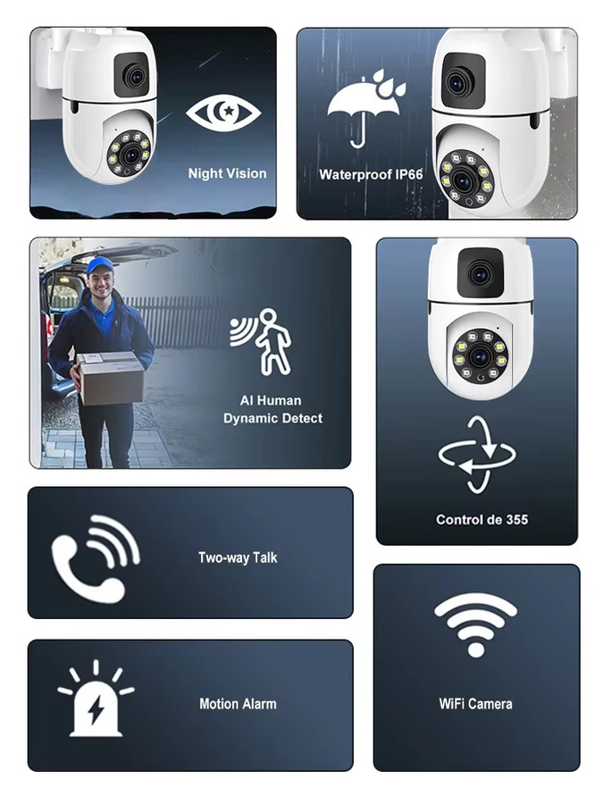 PEGATAH 8MP HD WLAN-Überwachungskamera für den Außenbereich in Weiß mit 4K Auflösung, Dual-Objektiv und Personenerkennung - Bild 6
