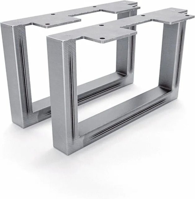 HEVVA Möbelfüße GRAZ 2er Set aus Rohstahl in Silber Matt, Höhe: 15 cm, Tiefe: 25 cm - Bild 1