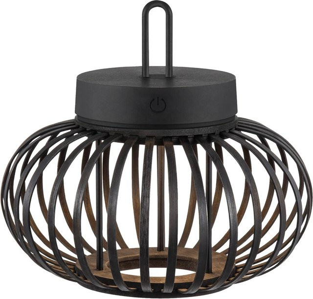 Just Light Akuba LED-Akku-Pendelleuchte aus Bambusgeflecht in Schwarz, dimmbar, IP44, Höhe: 22 cm, Durchmesser: 25 cm - Bild 2