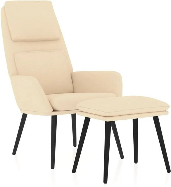 vidaXL Relaxsessel mit Hocker in Beige aus Stoff und Metall - Bild 1