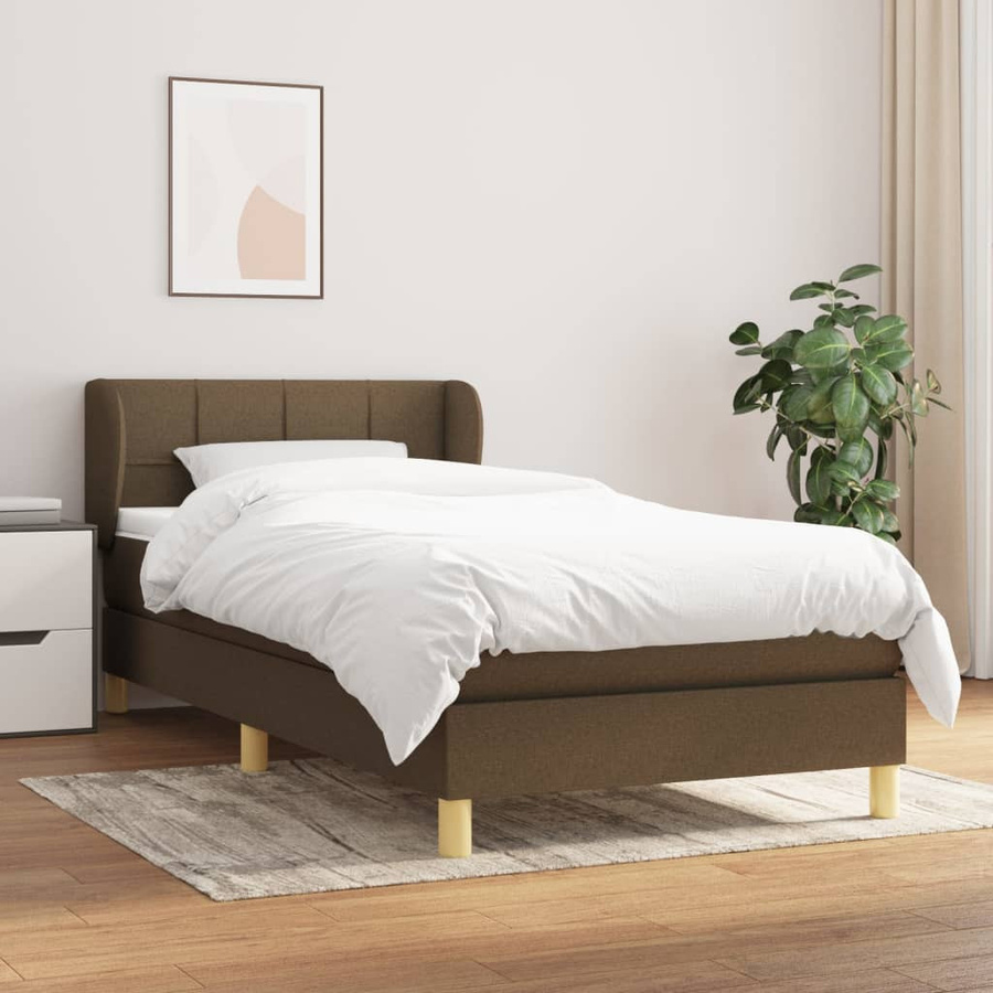 vidaXL Boxspringbett mit Matratze Dunkelbraun B/T/H: 90 x 200 x 88 cm - Bild 3