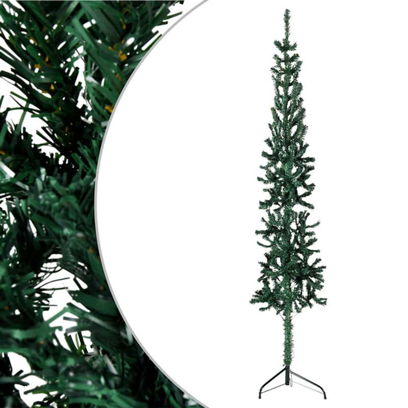 Künstlicher Halb-Weihnachtsbaum mit Metallständer in Grün von vidaxl, Höhe: 180 cm - Bild 1