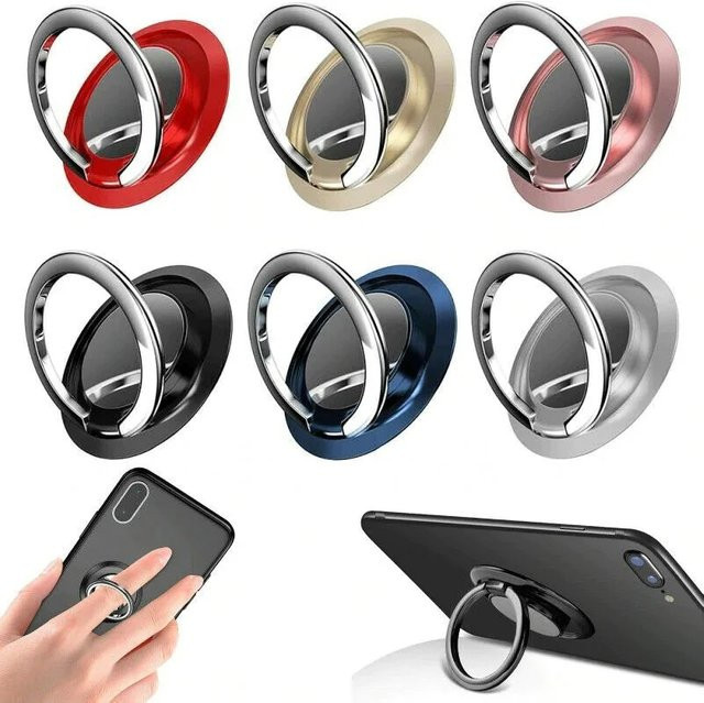 Universeller magnetischer Aufkleber-Pad für dein Smartphone mit 360 Grad drehbarem Fingerringhalter und Handy-Ständer in Schwarz - Bild 1