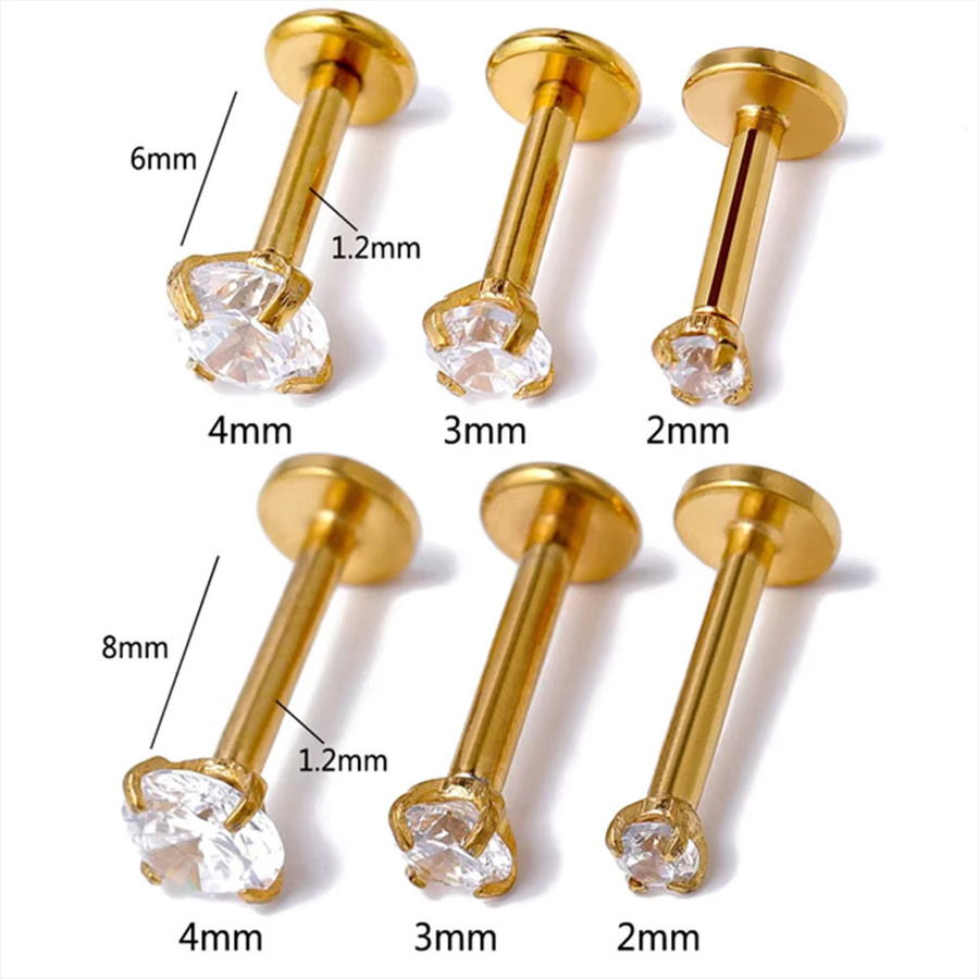 UHERA Piercing Labret Stud, Titan, Zirkonia, Unisex - Bild 2