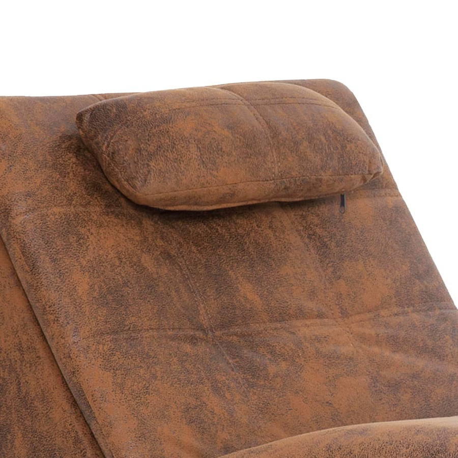 vidaXL Massage Chaiselongue mit Kissen in Braun aus Kunstwildleder mit ergonomischer Kurve und motorisierter Liegefunktion, B/T/H: 142 x 73 x 55 cm - Bild 3