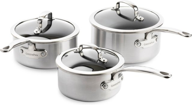 Green Pan Premiere Stielkasserollenset 3-teilig, Edelstahl, Silber - Bild 1
