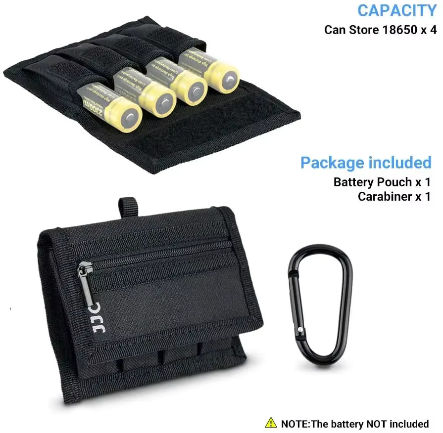 JJC Aufbewahrungstasche für 18650-Batterien und Speicherkarten in Schwarz mit Gürtel und Karabiner - Bild 6