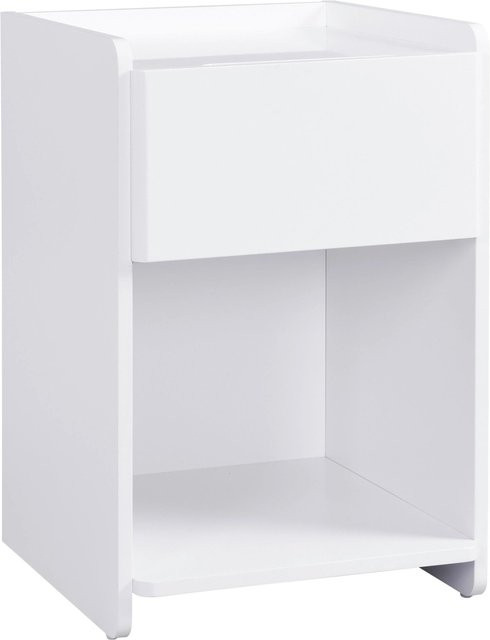 Mömax Nachttisch Osani Weiß mit USB-Ladeport, integrierter Beleuchtung und Soft-Close-Schubladen, B/T/H: 40 x 40 x 60 cm - Bild 1