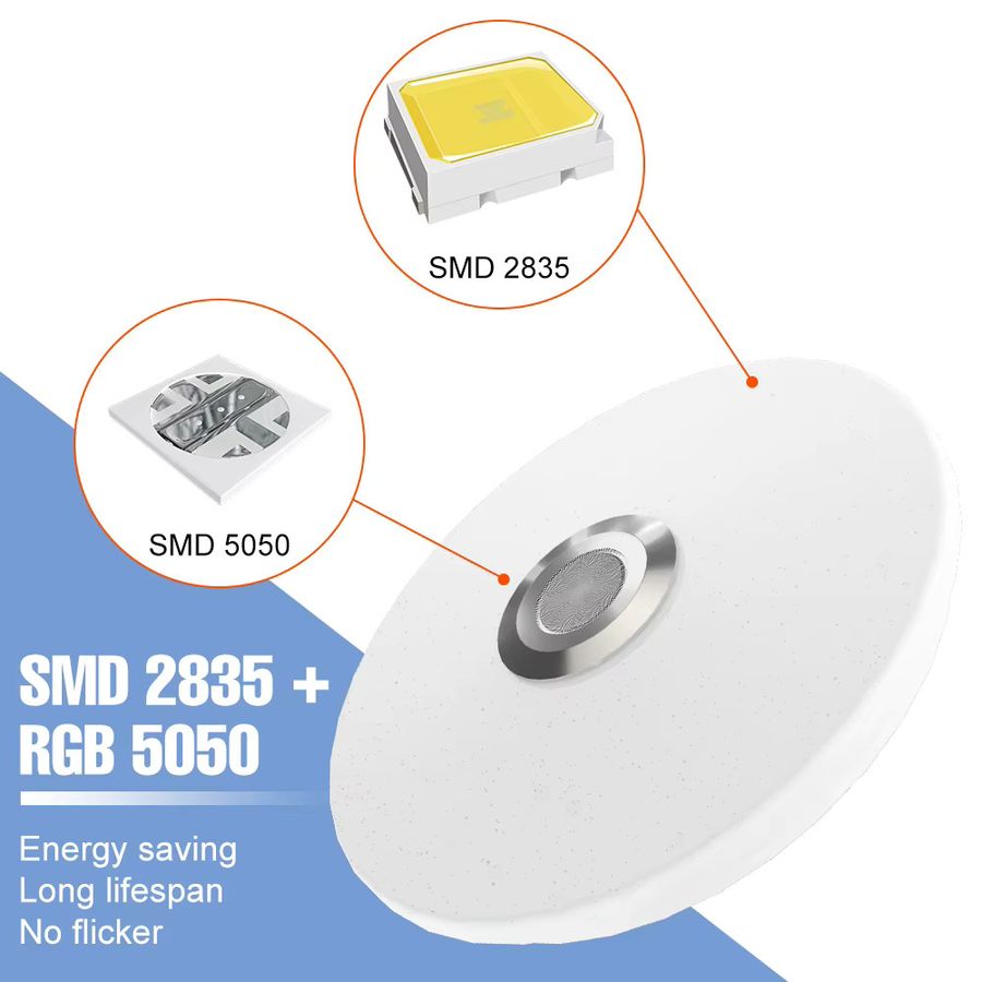 CanLing Smart LED RGB Deckenleuchte mit integriertem Lautsprecher, 200W, Bluetooth App-Steuerung und Fernbedienung - Bild 2