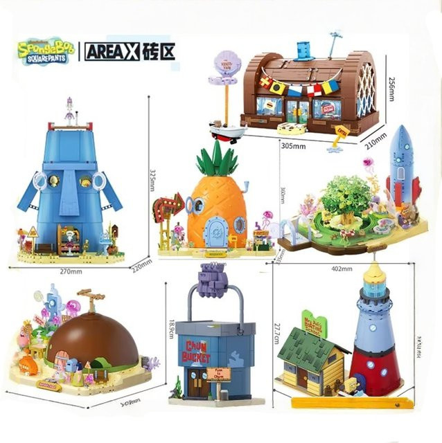 AREAX Spongebob Bikini Bottom Bausteine World Series, 6-teiliges Set - Bild 1