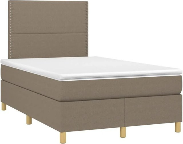 vidaXL Boxspringbett mit Matratze und LED in Taupe, Hybridbett mit USB-Anschluss und Unterbettbeleuchtung, B/T: 120 x 190 cm - Bild 1