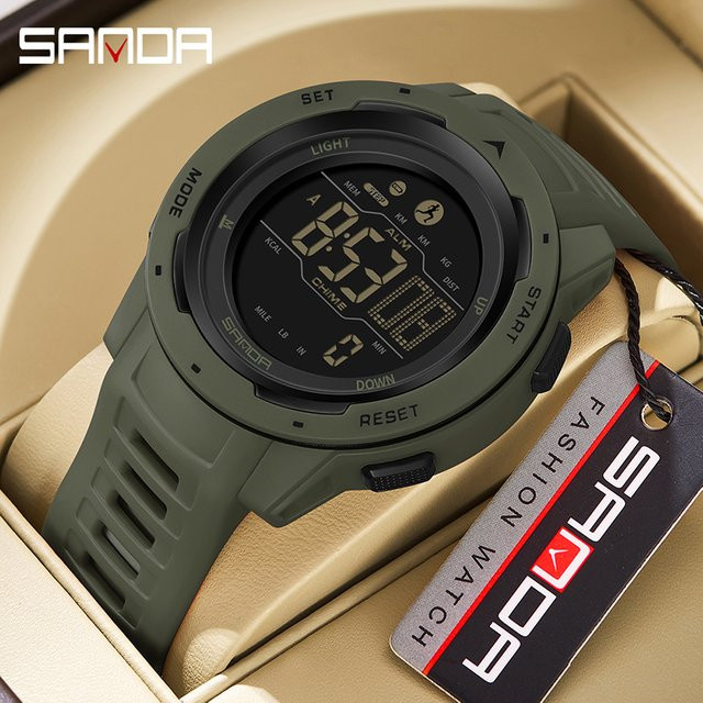 SANDA Armbanduhr, Digitaluhr, Schwarz, Silikon, Herren - Bild 1