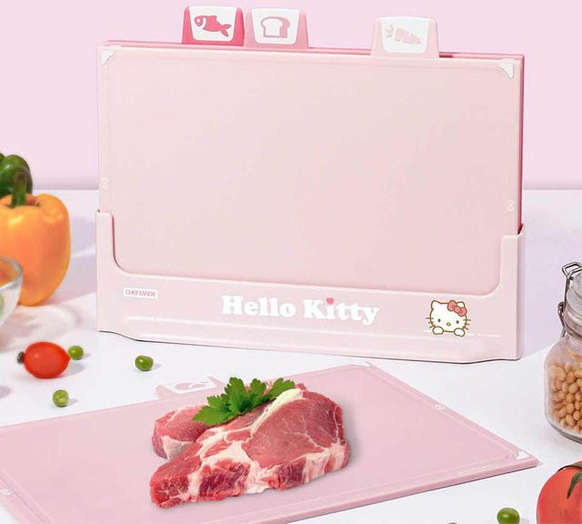 Sanrio Hello Kitty 4-in-1 Küchenschneidebrett Set aus PP-Material in Pink - Bild 1