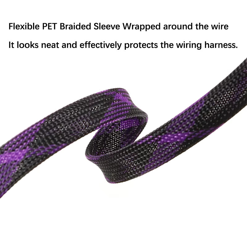 Flexible PET-Kabelhülse in Schwarz-Lila, hochdichte und erweiterbare Drahtschutzhülle mit 2 mm bis 40 mm Durchmesser - Bild 2