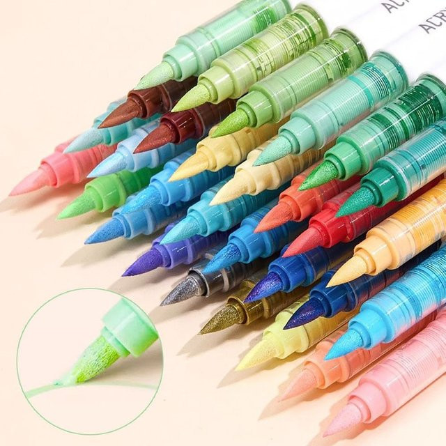 9 Farben Acryl Marker Set mit feiner Spitze für Zeichnungen, Malerei und Graffiti in Multicolour - Bild 1