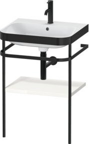 Duravit Möbelwaschtisch-Kombi Happy D.2 Plus in Weiß Hochglanz mit Metallkonsole, B: 57,5 cm, T: 49 cm, H: 85 cm - Bild 1