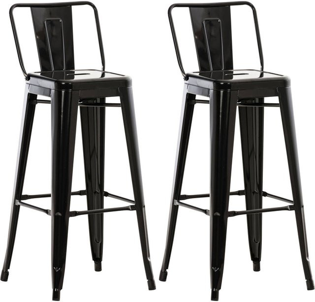 2er Set Barhocker Massimo von TPFLiving aus Metall in Schwarz im Retro-Design - Bild 1