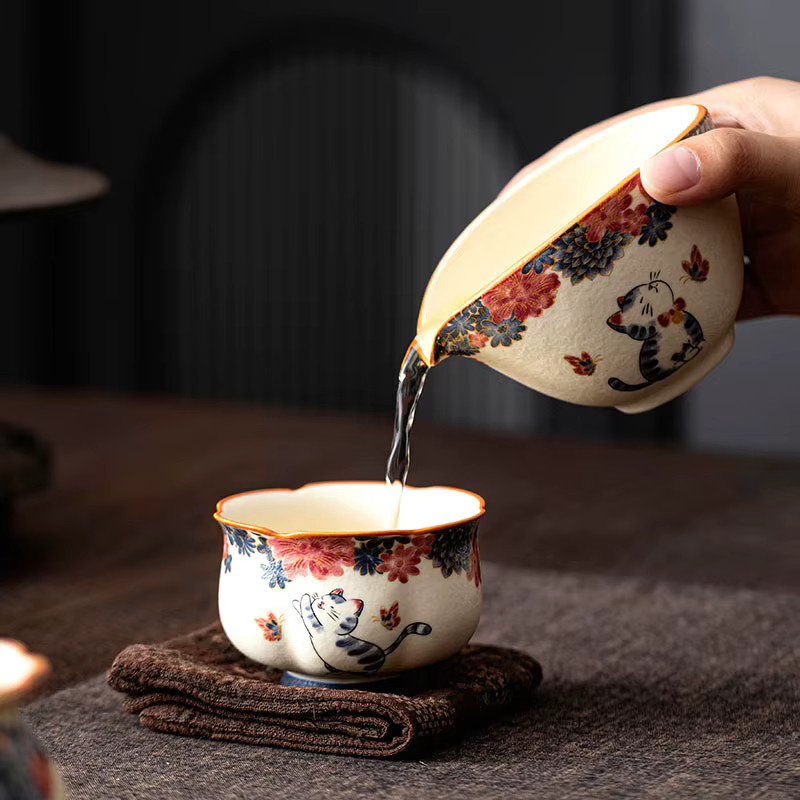 Persönlicher Duft Sniffing Master Cup aus Porzellan mit Katzendesign in Multicolour für die Gongfu-Teezeremonie - Bild 2