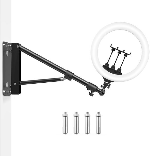 SYNZZUR 22 Zoll LED-Ringlicht Set mit Wandmontage 54/69 Zoll, dreieckigem Galgenarm und kabelloser Fernbedienung, einstellbare Farbtemperatur 3000-6500K - Bild 1