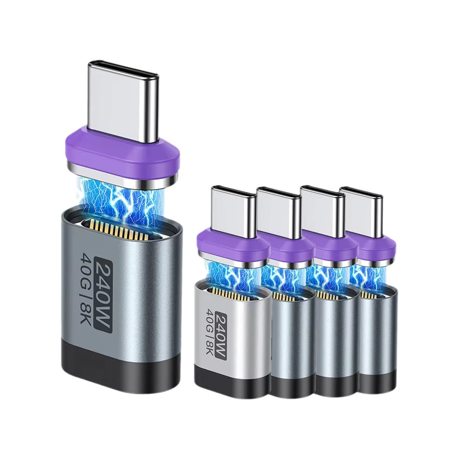 AUFU Magnetischer Typ-C-Adapter für Schnellladung und USB4 mit 40Gbps und 8K60Hz, Thunderbolt 4 kompatibel, Farbe: Silber - Bild 6