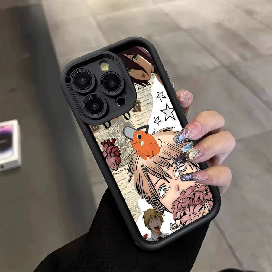 Stoßfeste Silikon Handyhülle im Anime Chainsaw Man Design für iPhone 11 bis iPhone 17 Pro Max Plus, Mehrfarbig - Bild 3