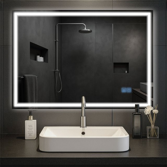 CLP Badspiegel Jaffrey mit LED-Beleuchtung, Bluetooth-Lautsprecher, Anti-Beschlag und dimmbarer Touch-Funktion für Badezimmer und Ankleidezimmer - Bild 1