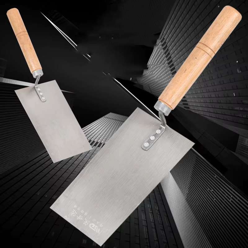 Edelstahl Spachtelmesser mit Holzgriff für Zement und Beton, silberfarbene Kelle und Wandspatel für Handwerkzeuge - Bild 2