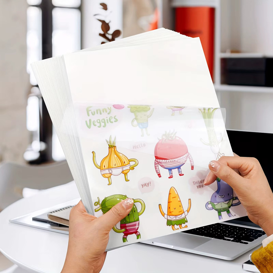 ESHANG Transparentes Aufkleberpapier für Tintenstrahldrucker, 50 Blatt, A4, Farbe: Transparent - Bild 3