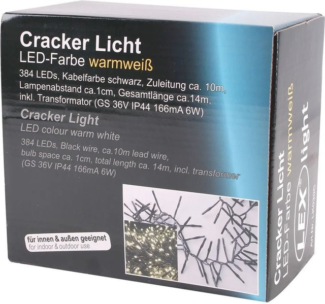 Lex 384 LED Cracker Lichterkette Warmweiss für Innen und Außen, Länge: 4 m - Bild 1