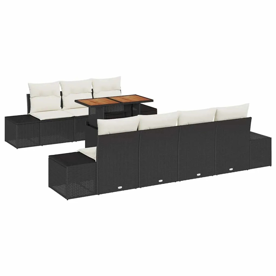 vidaXL 8-tlg. Garten-Sofa-Set in Schwarz aus Poly-Rattan mit integriertem Stauraum und Polsterkissen - Bild 2
