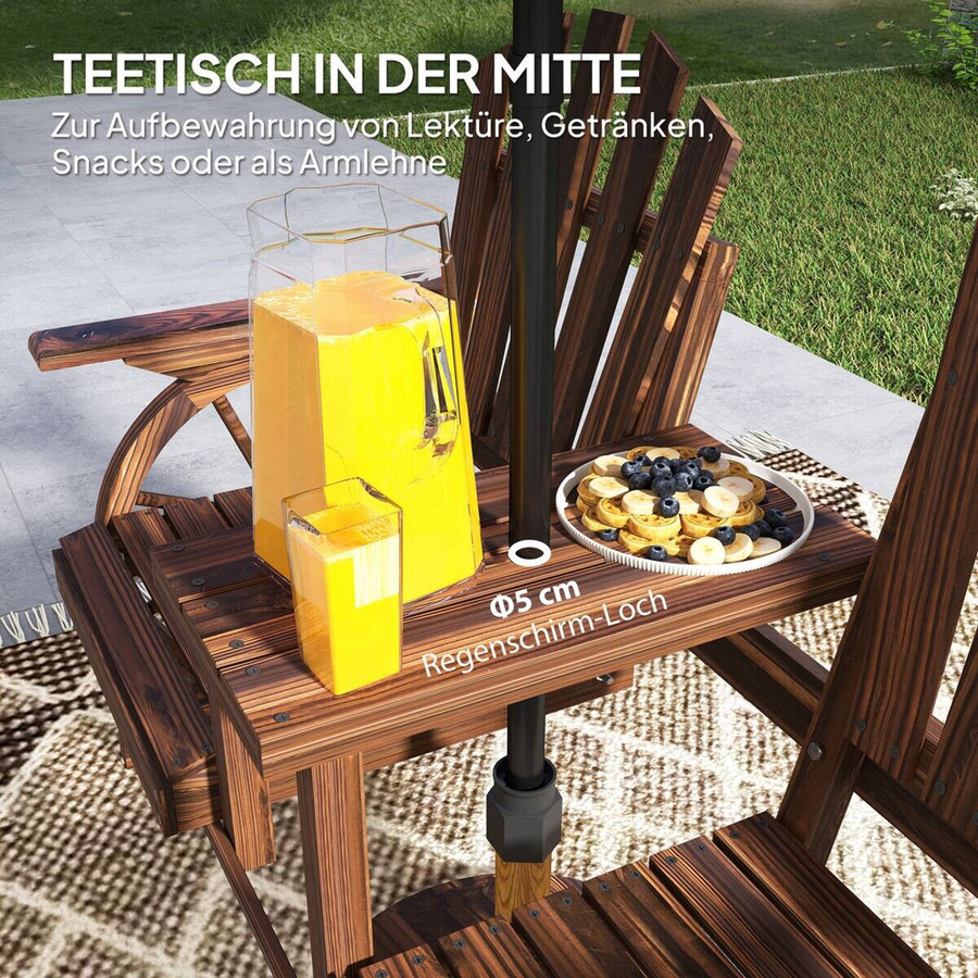 Outsunny Gartenbank aus behandeltem Fichtenholz in Braun mit Armlehnen, B/T/H: 120 x 65 x 102 cm - Bild 4