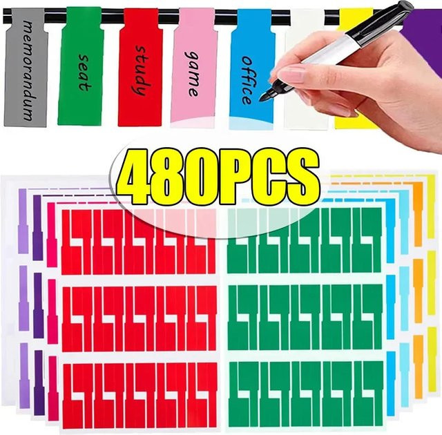 Selbstklebende Kabelmarkierungen in Multicolor, Wasserfeste Kabelbinder-Aufkleber für Laserdrucker und Glasfaser-Kabel, Set mit 240/480 Stück, Format A4 - Bild 1