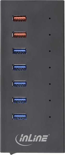 InLine USB 3.0 Hub mit 7 Ports in Schwarz aus Aluminium inklusive 2,5A Netzteil und USB 3.2 Gen 1 Anschlüssen - Bild 1