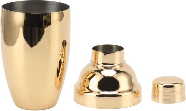 CosyHome Cocktailshaker aus rostfreiem Edelstahl in Gold, runder Shaker für Cocktails und Milchtee, spülmaschinenfest - Bild 1
