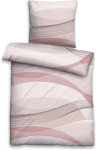 Biberna Bettwäsche Set aus 100% Baumwolle in Purple und Pink mit Reißverschluss, bügelfrei, B/H: 135 x 200 cm und Kissenbezug 40 x 80 cm - Bild 1