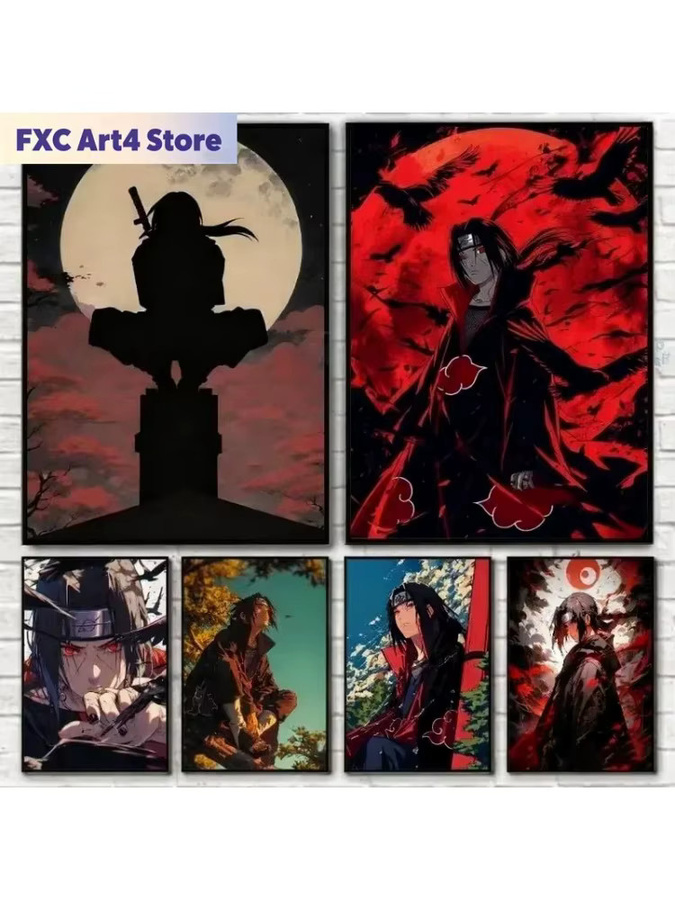 Kayou Naruto Anime Poster Itachi Uchiha Akatsuki Ölgemälde Wandbild Multicolor - Bild 2