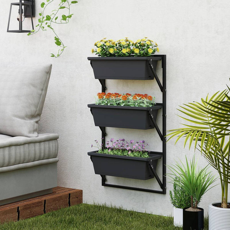 Outsunny Pflanzentopf Set aus Kunststoff und Stahl in Anthrazit, B/H/L: 42 x 100 x 56 cm - Bild 4