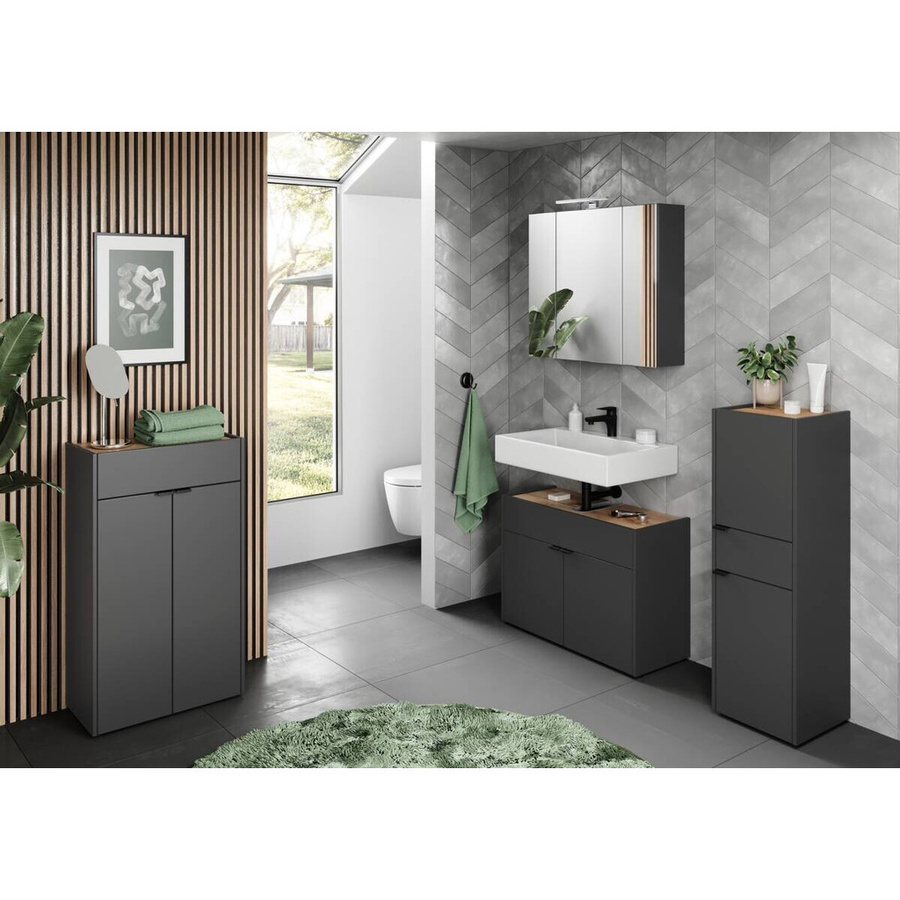 Germania Schrank Forano 4498 Graphit Eiche-Navarra-Nachbildung, B/H/T: 34 x 111 x 34 cm - Bild 3
