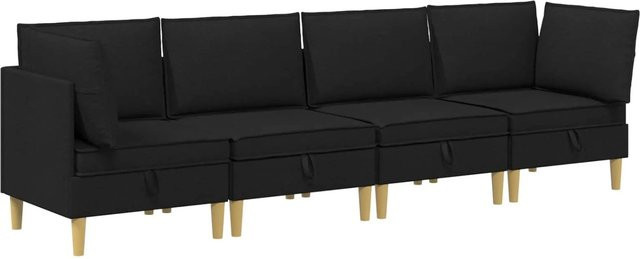 vidaXL Wohnzimmergarnitur in L-Form aus Stoff in Schwarz mit Ecksofas, Mittelsofas und Kissen - Bild 1