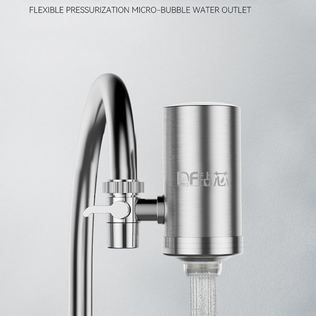 Huppgou Keramik-Wasserfilter für die Küchenarmatur aus Edelstahl in Silber, abnehmbar und waschbar - Bild 1