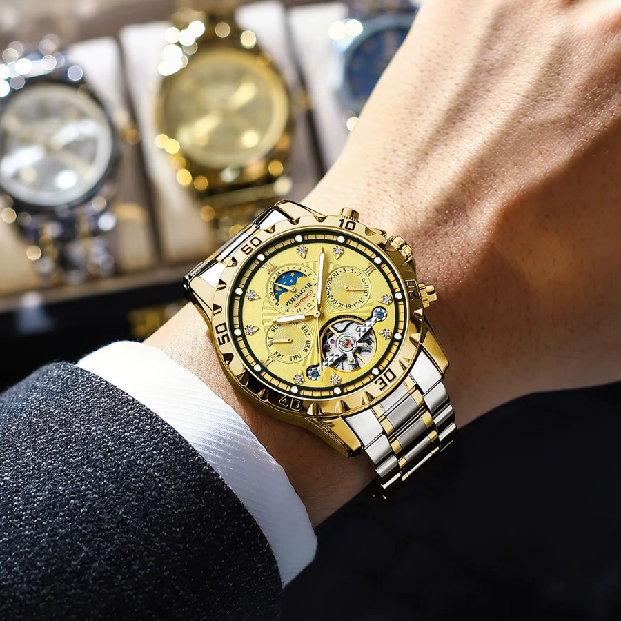 POEDAGAR Armbanduhr, Automatik, Edelstahl, Roségold, Herren - Bild 6