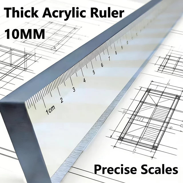 Multifunktionales Acryl-Schneidgitter als Briefbeschwerer und Lineal für Grafikdesign und Kalligraphie, transparent, Breite: 50 cm - Bild 1