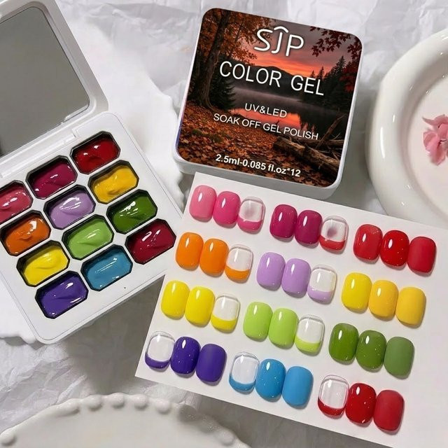 SJP Nagellack Gel, 12 Farben, Glänzend, Unisex - Bild 1