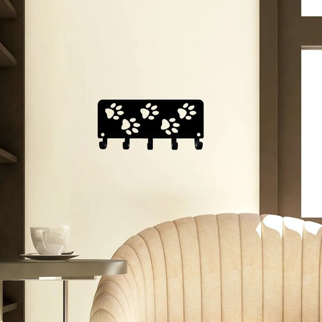 CIFBUY Metall-Wandkunst Schlüsselhalter und Hundeleinen-Organizer in Schwarz mit Tier-Design - Bild 1