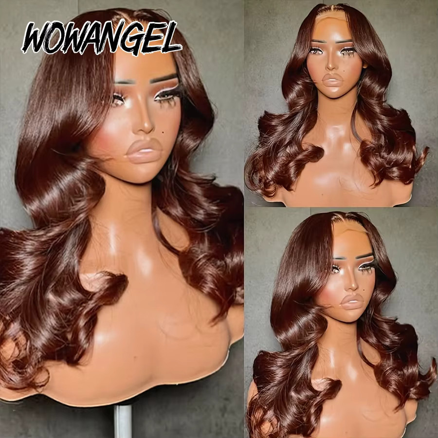Wow Angel Echthaarperücke Body Wave, schokoladenbraun, Damen - Bild 5