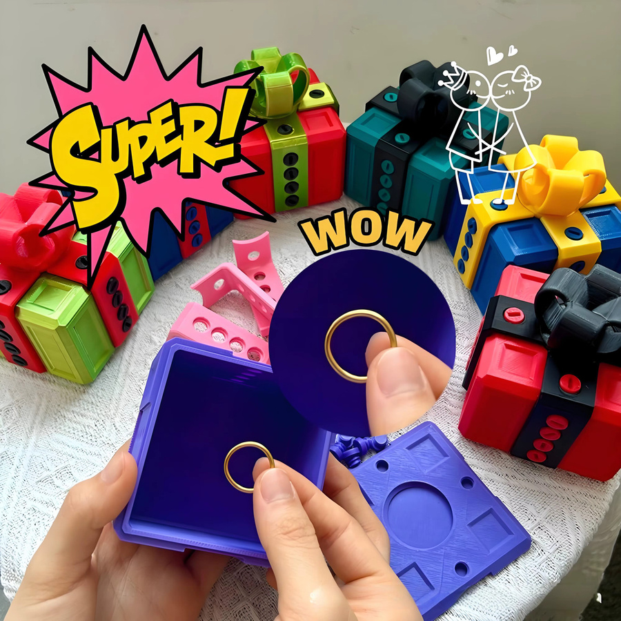 Annoying Geschenkbox mit Schrauben, 3D-gedruckte Streichbox in Blau für Erwachsene, lustige Geldpuzzlebox und kreativer Münzbehälter aus Kunststoff - Bild 3