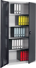 Kappes Systemschrank Serie 400 in Lichtgrau mit Vollblechtüren und verstellbaren Fachböden, B/T/H: 100 x 41 x 195 cm - Bild 1