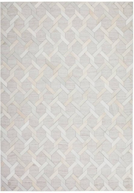 Kayoom Kurzflorteppich Chimera Elfenbein handgefertigt aus Viskose und Leder B/L: 80 x 150 cm - Bild 1