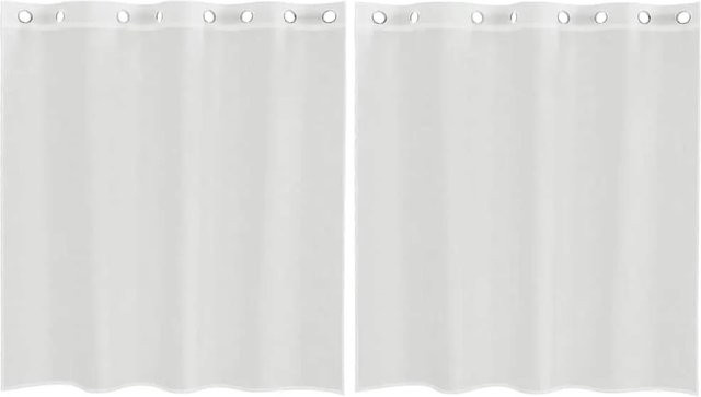vidaXL Voile Vorhänge mit Ösen, 2er-Set, Weiß, semi-transparent, Polyester, Breite: 140 cm, Höhe: 140 cm - Bild 1